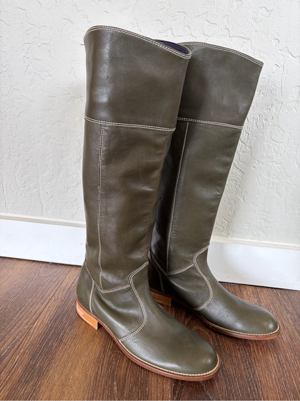 Olive Green Tall Leather Riding Boot